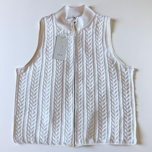 Joie Ivory Cable Knit Zip Vest